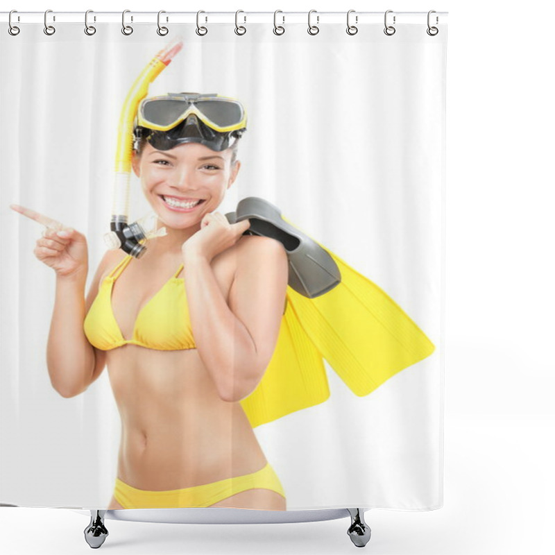 Personality  Woman With Goggles And Flippers Shower Curtains