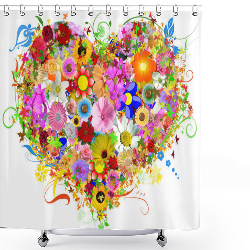 Personality  Floral Heart Shape Shower Curtains