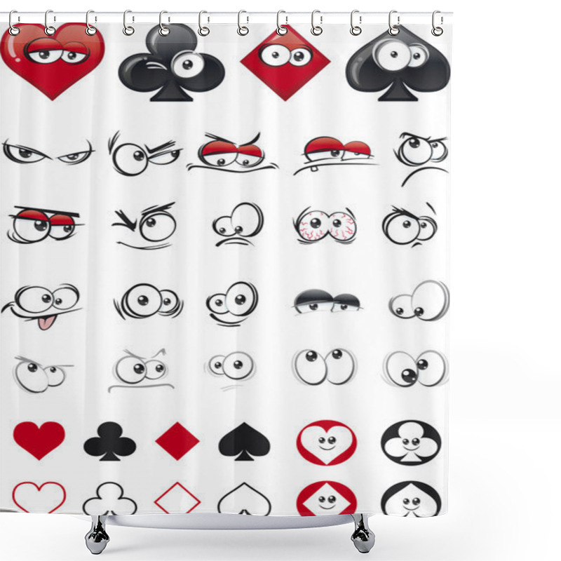 Personality  Cartoon Playing Card Faces Shower Curtains