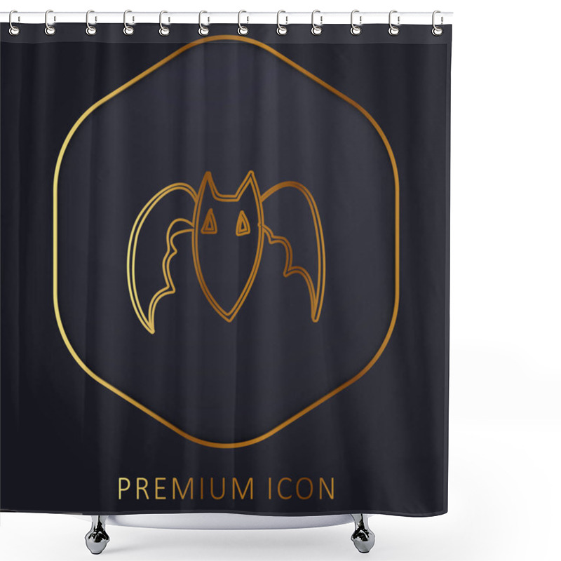 Personality  Bat Outline Golden Line Premium Logo Or Icon Shower Curtains