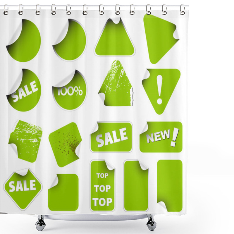 Personality  Set Of Green Labels Shower Curtains