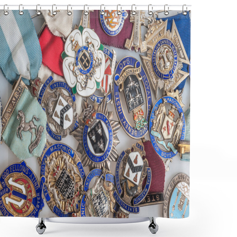 Personality  Royal Masonic Medals Shower Curtains