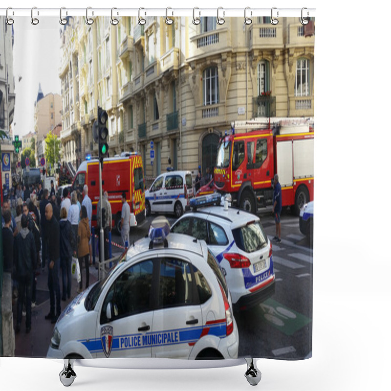 Personality  French Police Cars And Firefighters Trucks Shower Curtains