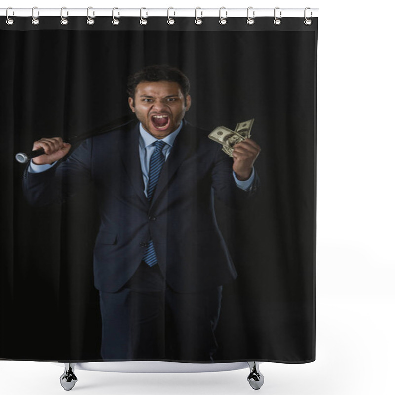 Personality  Businessman With Bat And Money  Shower Curtains