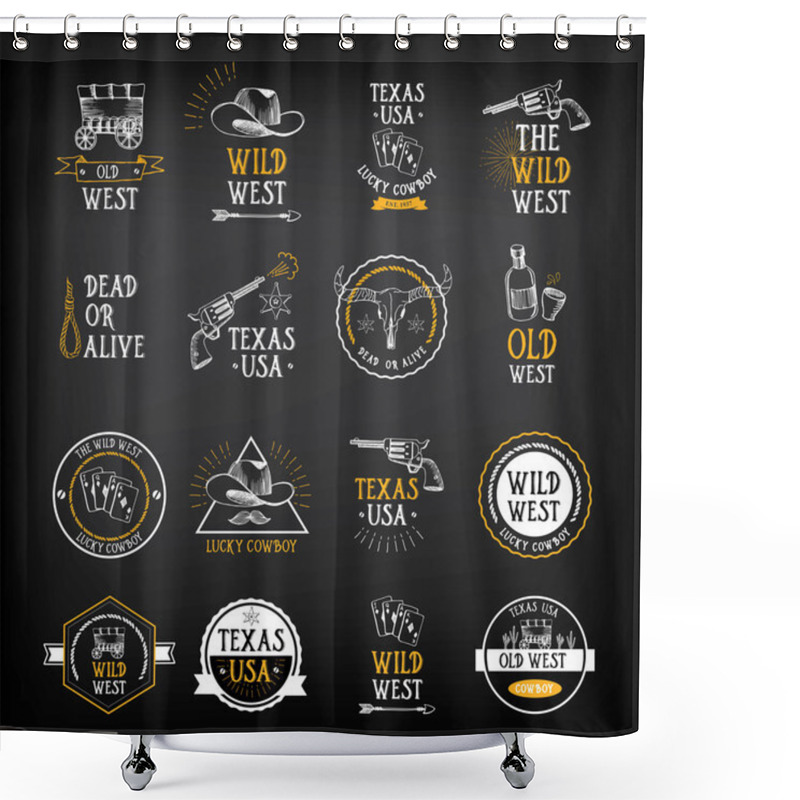 Personality  Wild West Badges Design Shower Curtains