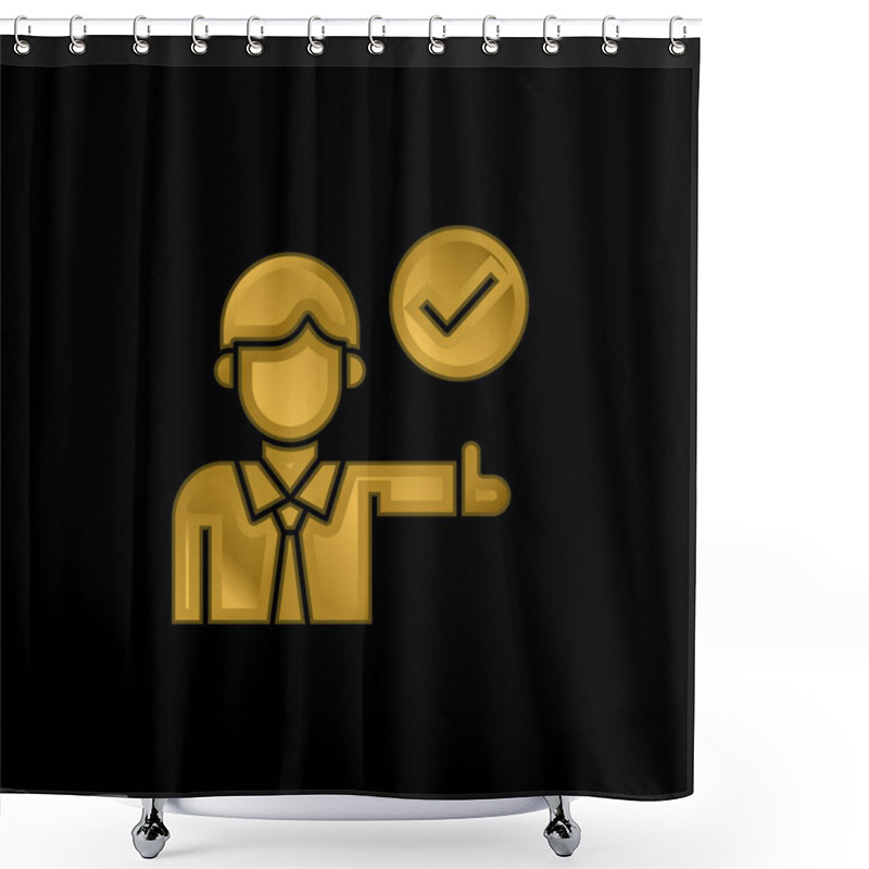 Personality  Approve Gold Plated Metalic Icon Or Logo Vector Shower Curtains