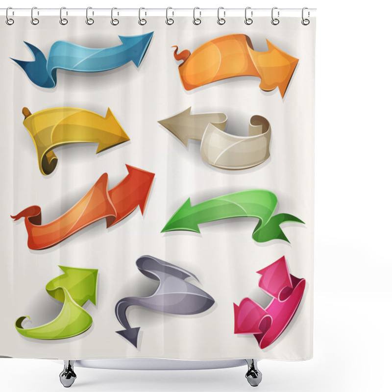 Personality  Comic Arrows And Parchment Banners For Game Ui Shower Curtains