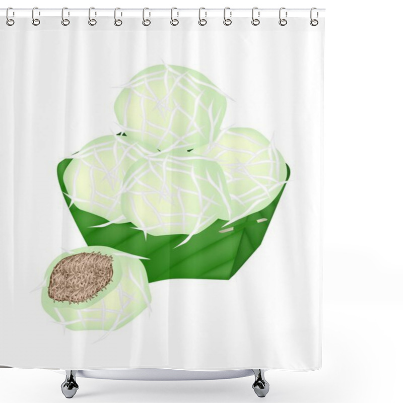 Personality  Thai Stuffed Coconut Ball In Counts Banana Leaf Shower Curtains