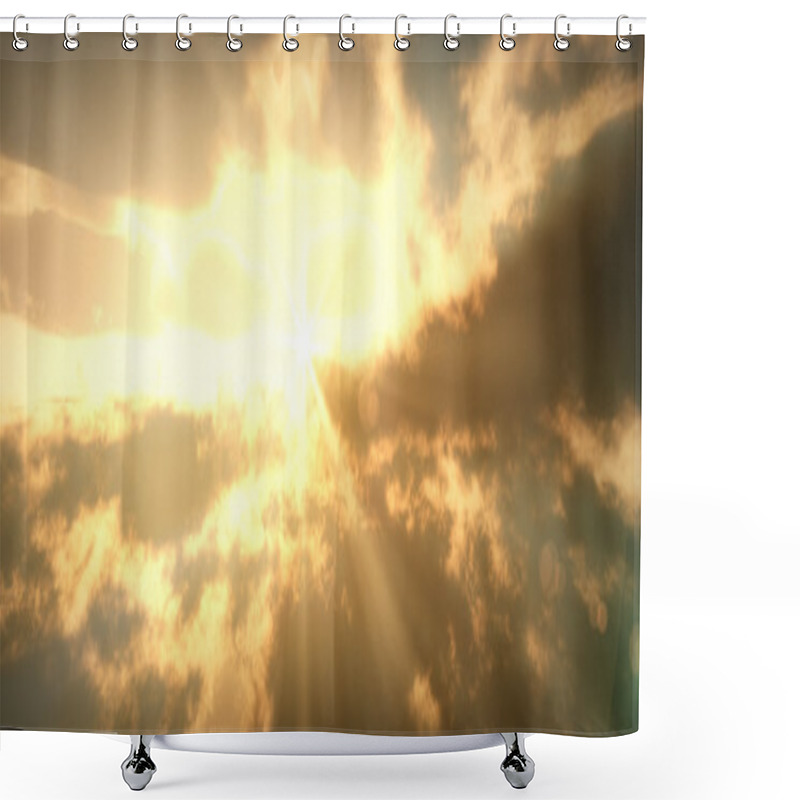 Personality  Religious Background With Clouds And God Rays Shower Curtains