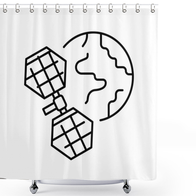 Personality  Energy Production In Space  Black Line Icon. Shower Curtains