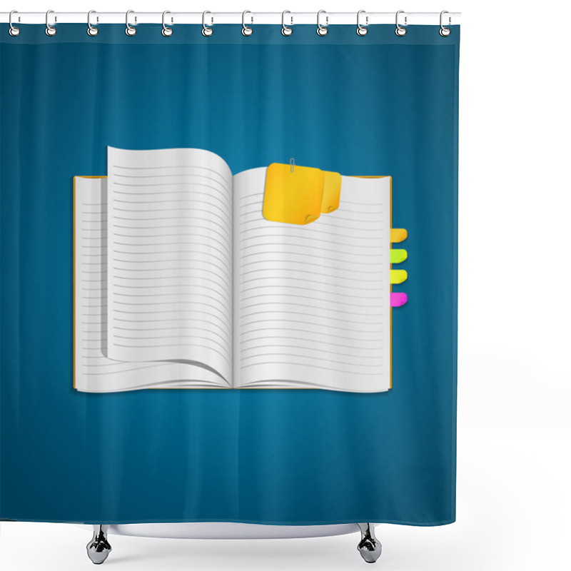 Personality  Vector Open Personal Organizer On Blue Background Shower Curtains