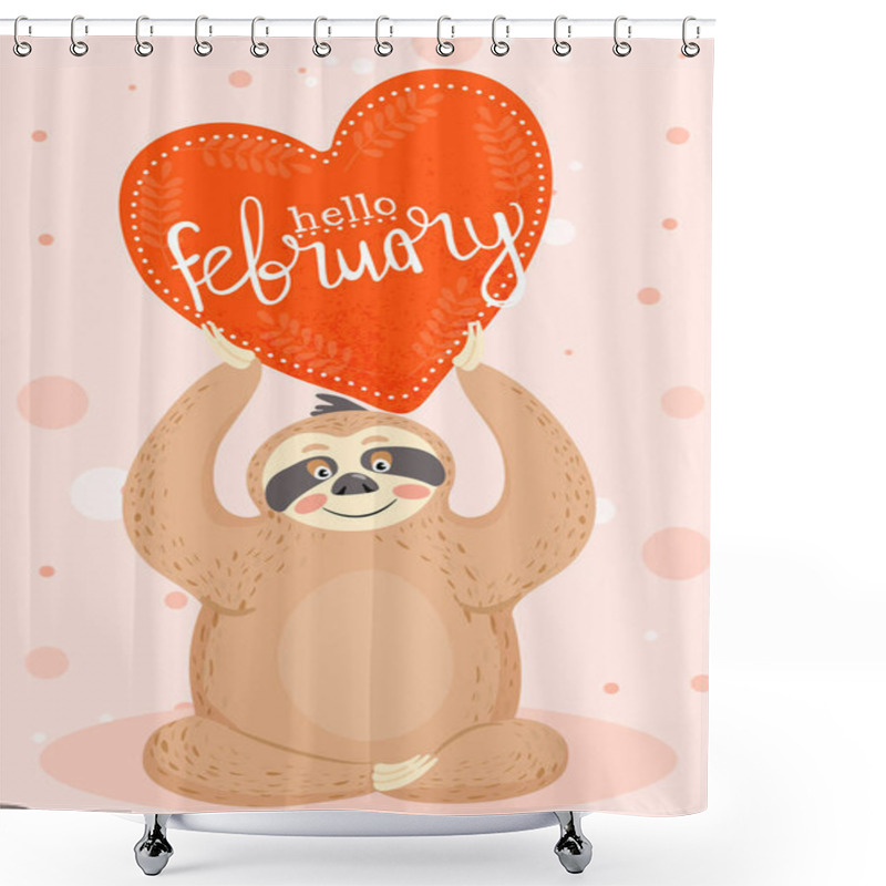 Personality  Valentines Day Card With Sloth In Love. Cute Animal With Valentines Card And Stylish Lettering 