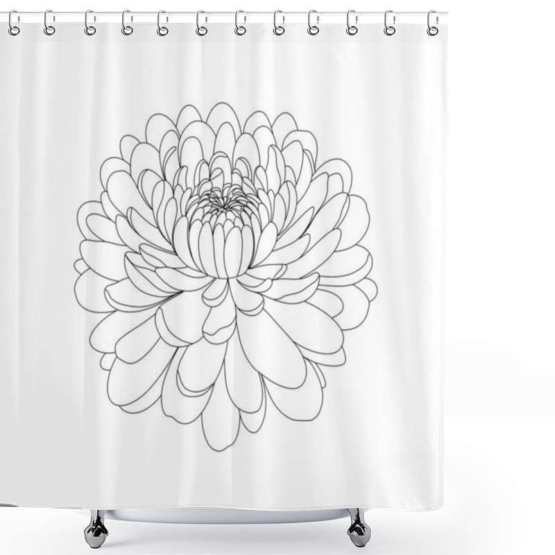 Personality  Minimalist Line Art Illustration Of A Flower. Simple And Elegant, Ideal For Botanical Art, Coloring Pages, Or Floral Decor. Line Art Chrysanthemum.  Shower Curtains