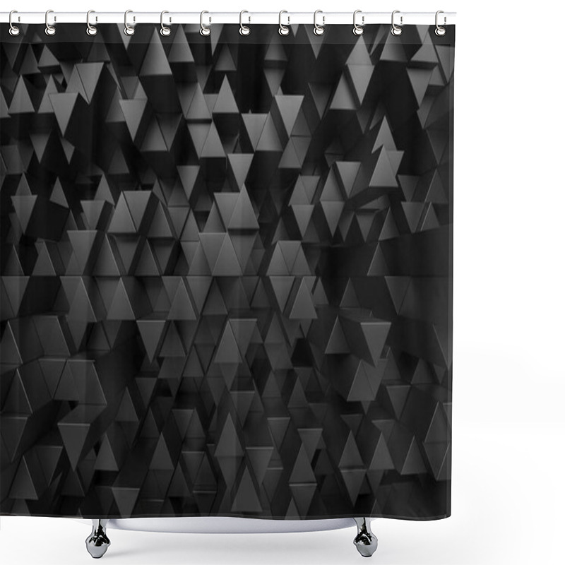 Personality  Geometric Abstract Array Of Black Triangle Shapes. 3d Render. Shower Curtains