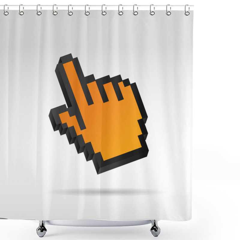 Personality  Orange Pixel 3D Vector Mouse Cursor Hand Shower Curtains