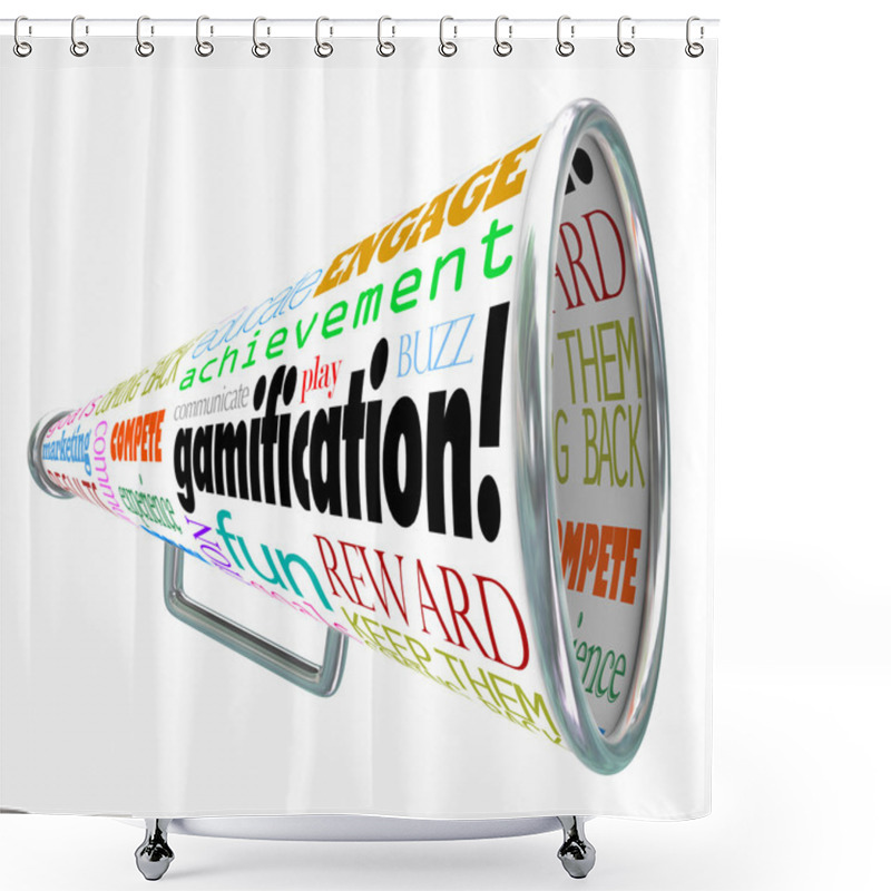 Personality  Gamification Bullhorn Megaphone Gamify Words Shower Curtains