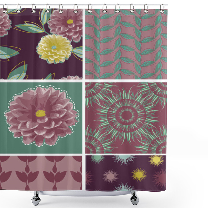 Personality  Dahlia Flower Floral Vector Seamless Patterns. Shower Curtains