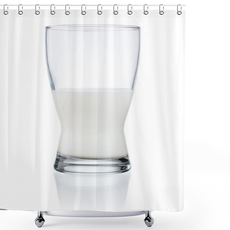 Personality  Half A Glass Of Fresh Milk Isolated On A White Background Shower Curtains