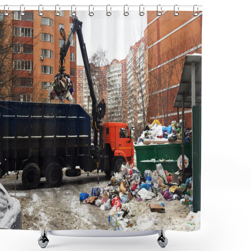 Personality  Removal Of An Overflowing Garbage Dump In The City Of Lyubertsy, Russia, January 15, 2019 Shower Curtains