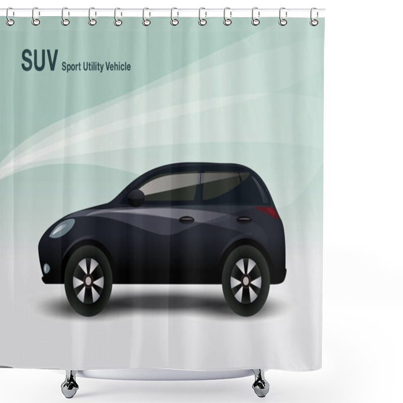 Personality  Luxury Black Compact SUV Car, Vector Illustration Shower Curtains