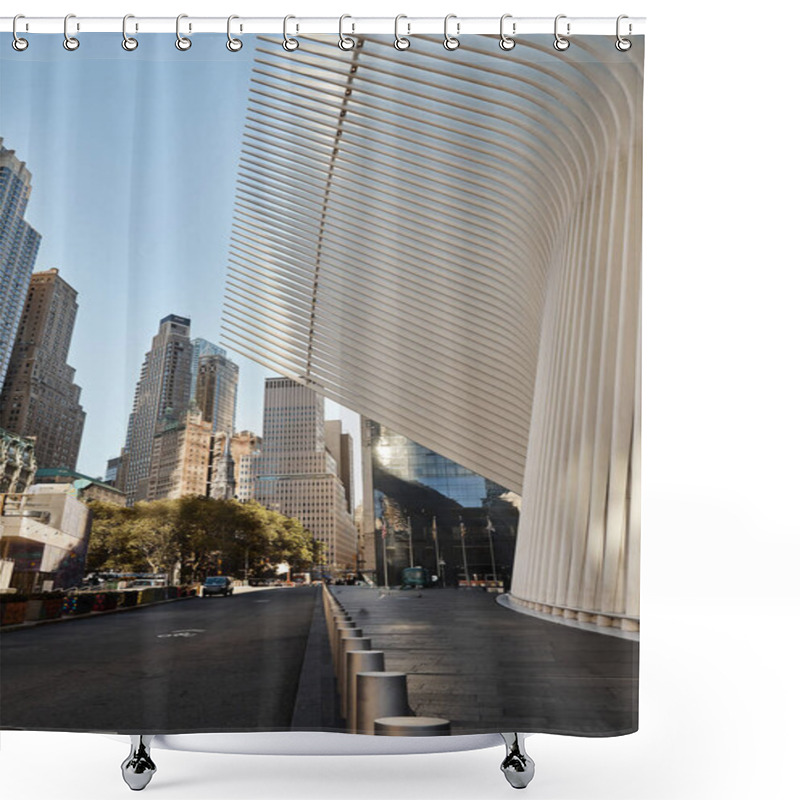 Personality  An Empty Street In New York City With The Oculus In The Background. Shower Curtains