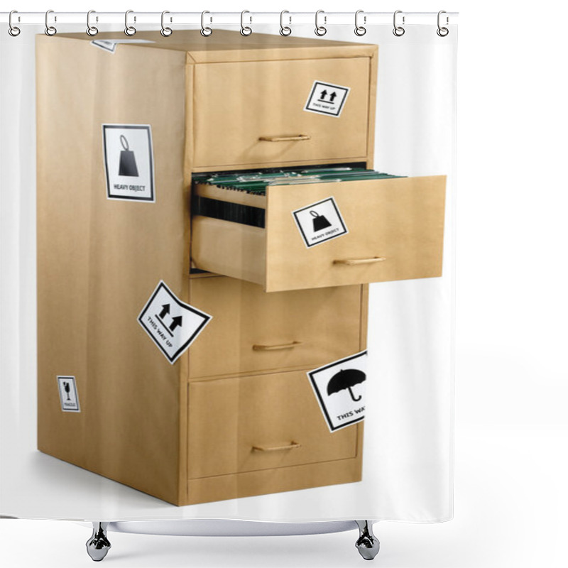 Personality  Filing Cabinet Wrapped In Brown Paper Ready For An Office Move I Shower Curtains