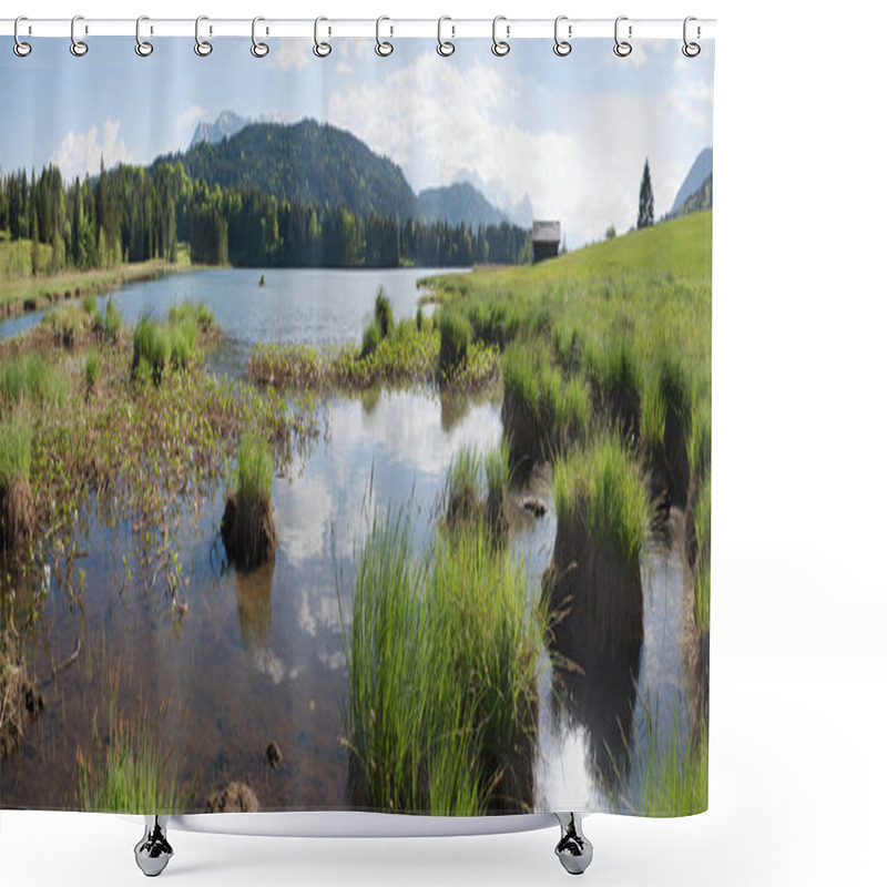 Personality  Idyllic Lake Geroldsee With Marshy Lakeside And Bogbean Plants I Shower Curtains