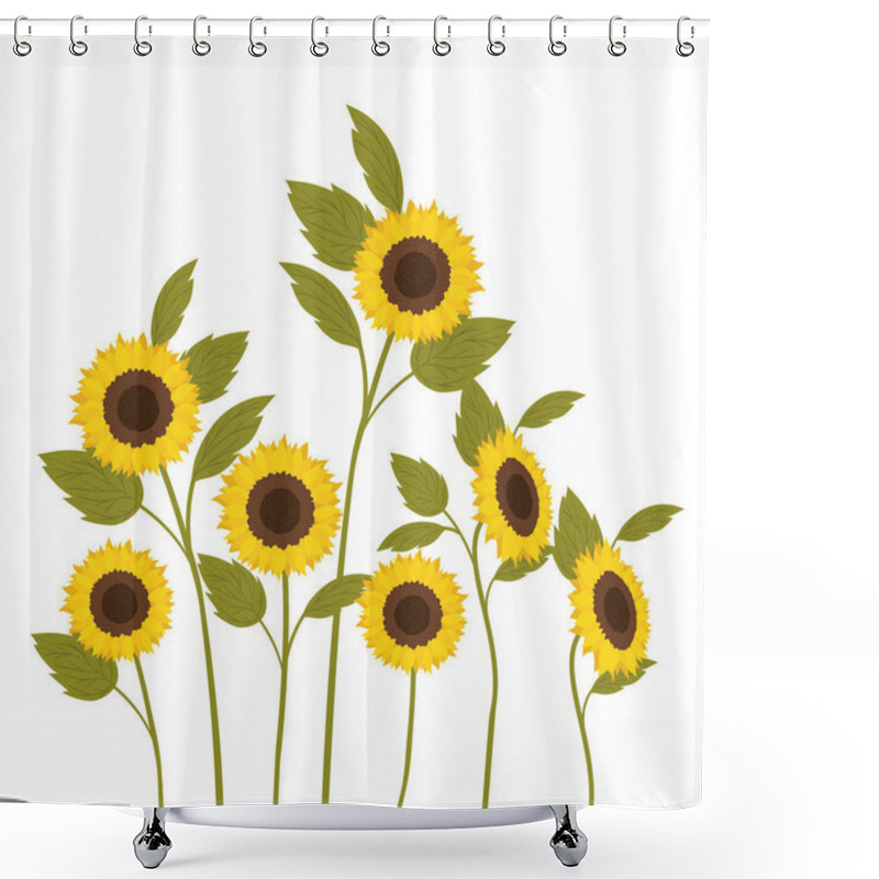 Personality  Pattern Of Sunflowers Isolated Icon Shower Curtains