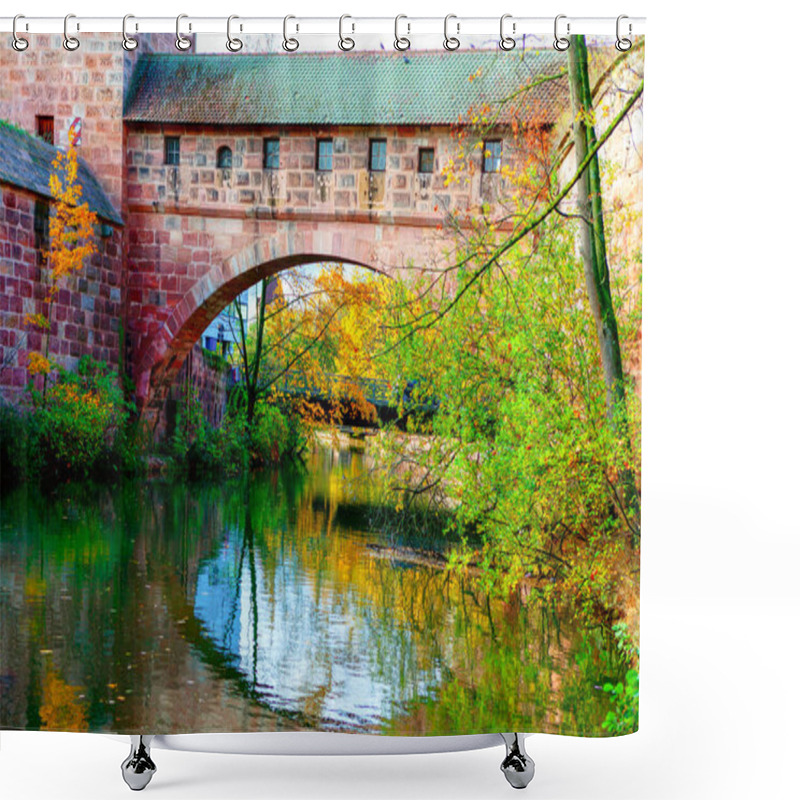 Personality  Arch Bridge Over The River . Autumn In Germany . Pegnitz River And Arched Bridge In Nuremberg  Shower Curtains