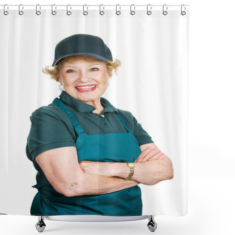 Personality  Senior Lady Worker Shower Curtains