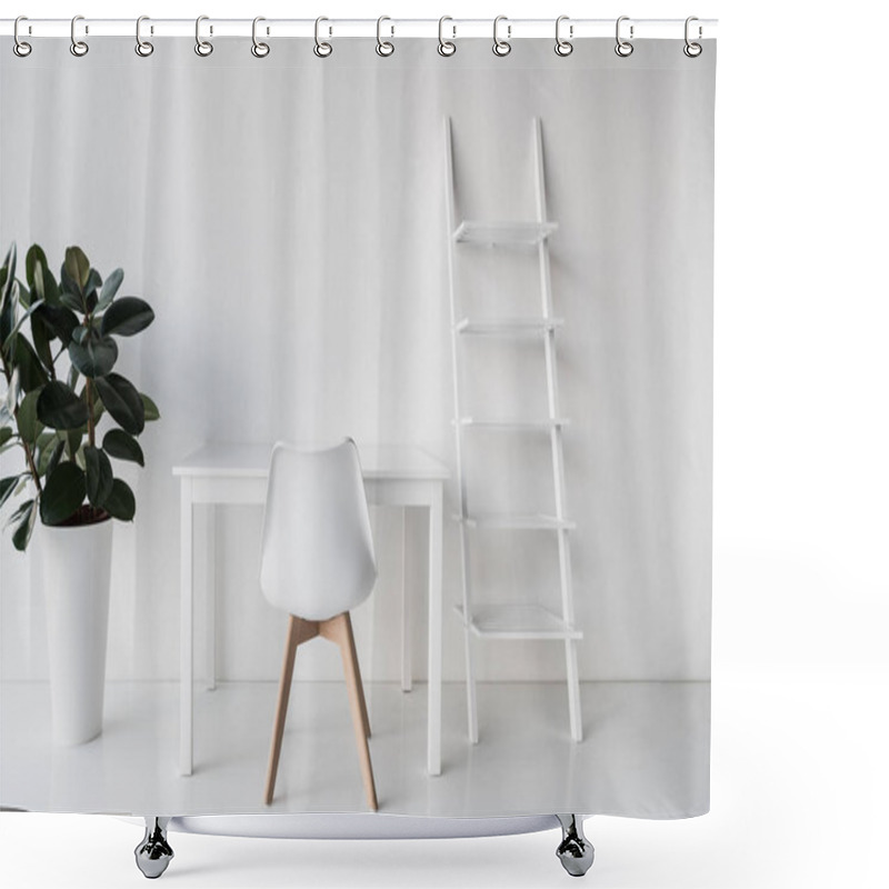 Personality  Stylish White Empty Workplace Shower Curtains