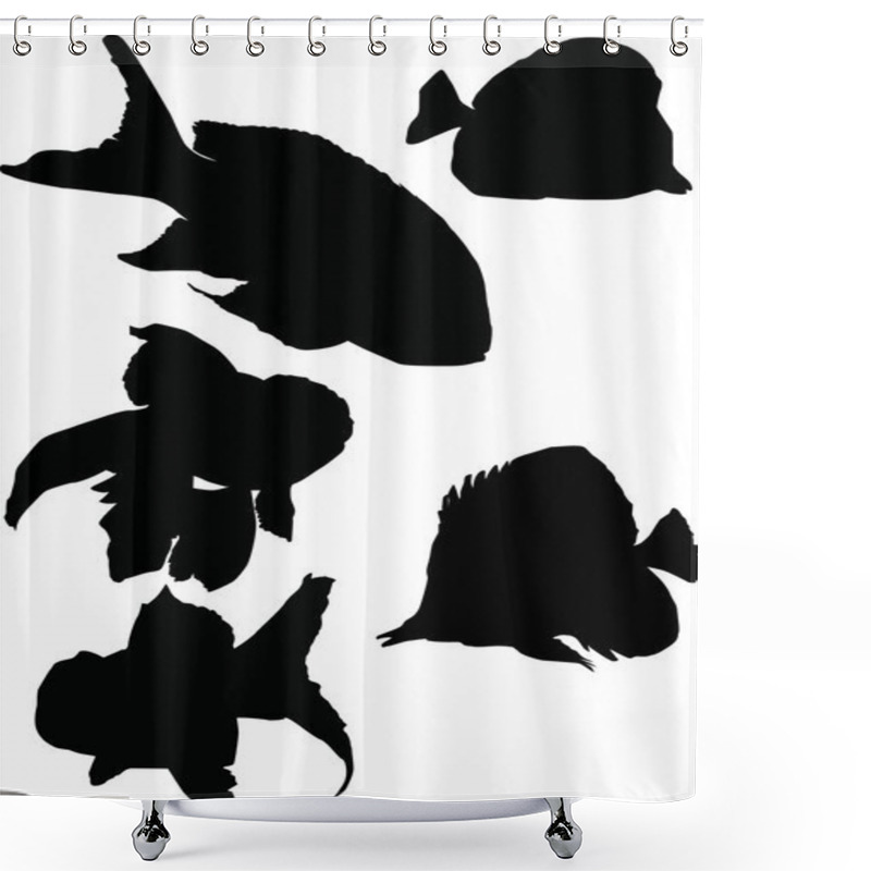 Personality  Exotic Fish Silhouettes Shower Curtains