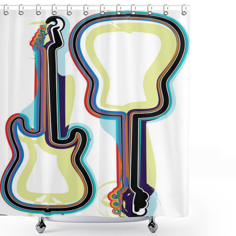 Personality  Abstract Guitar Illustration Shower Curtains