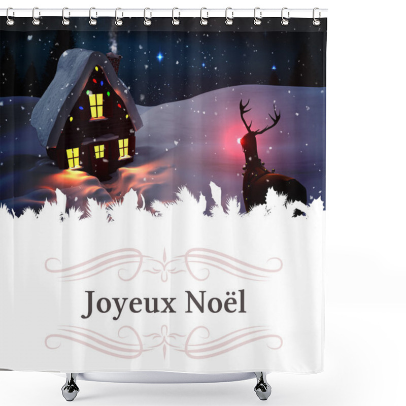 Personality  Border Against Christmas House In The Snow Shower Curtains