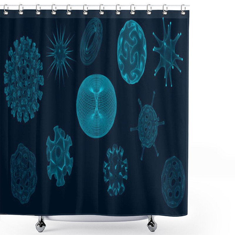 Personality  Vector Nanotechnology Concept Icons Set -  Nanoparticles, Nanorobotics, Nanofiber Topological Mesh Shower Curtains