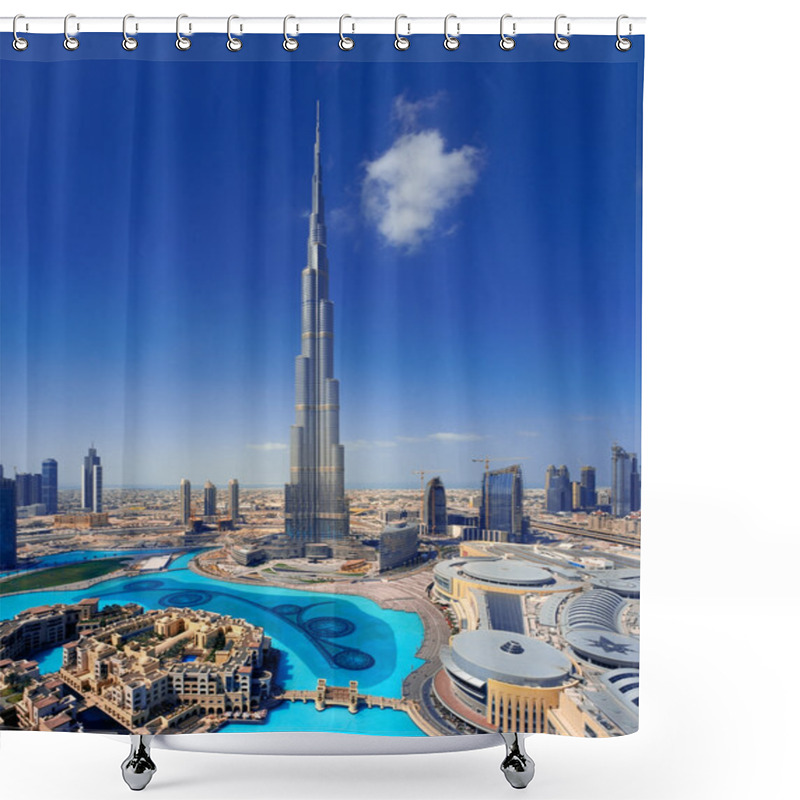 Personality  A Skyline Of Downtown Dubai With The Burj Khalifa And Dubai Mall Shower Curtains