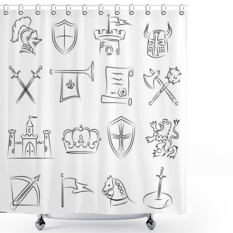 Personality  Medieval Sketch Set Shower Curtains