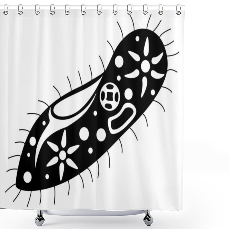 Personality  Infusoria Slipper - Vector Black Silhouette For Logo Or Pictogram. Infusoria Slipper With Organelles - Unicellular Microorganism - Sign For Identity, Icon Shower Curtains