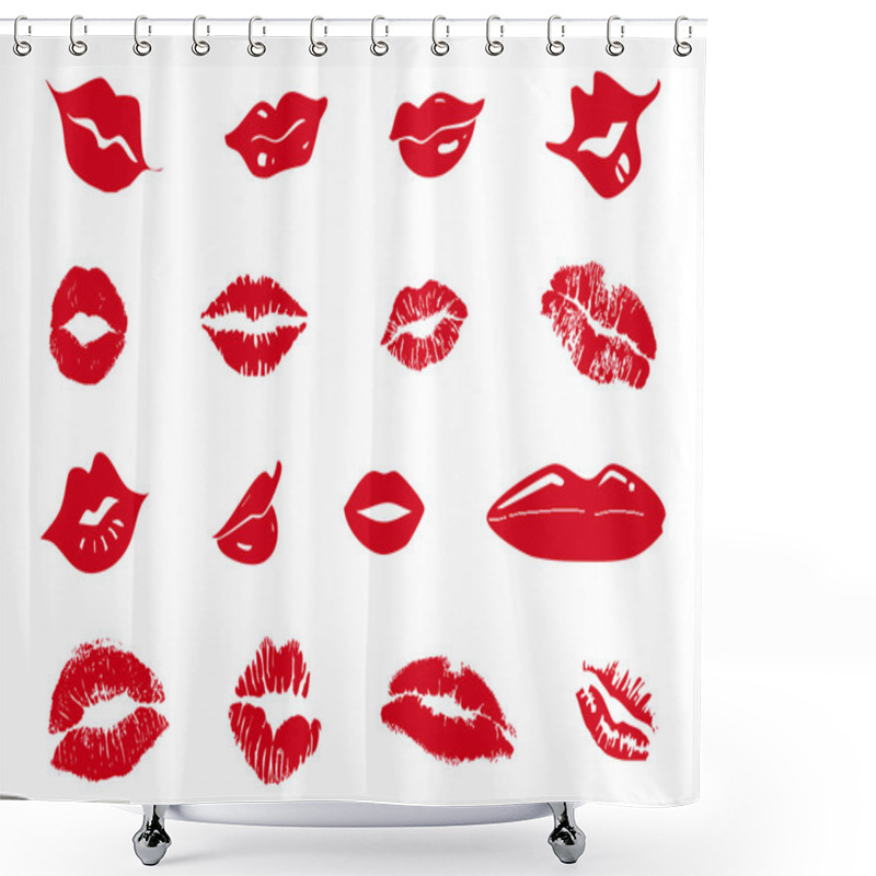 Personality  Set Of Red Lips Shower Curtains