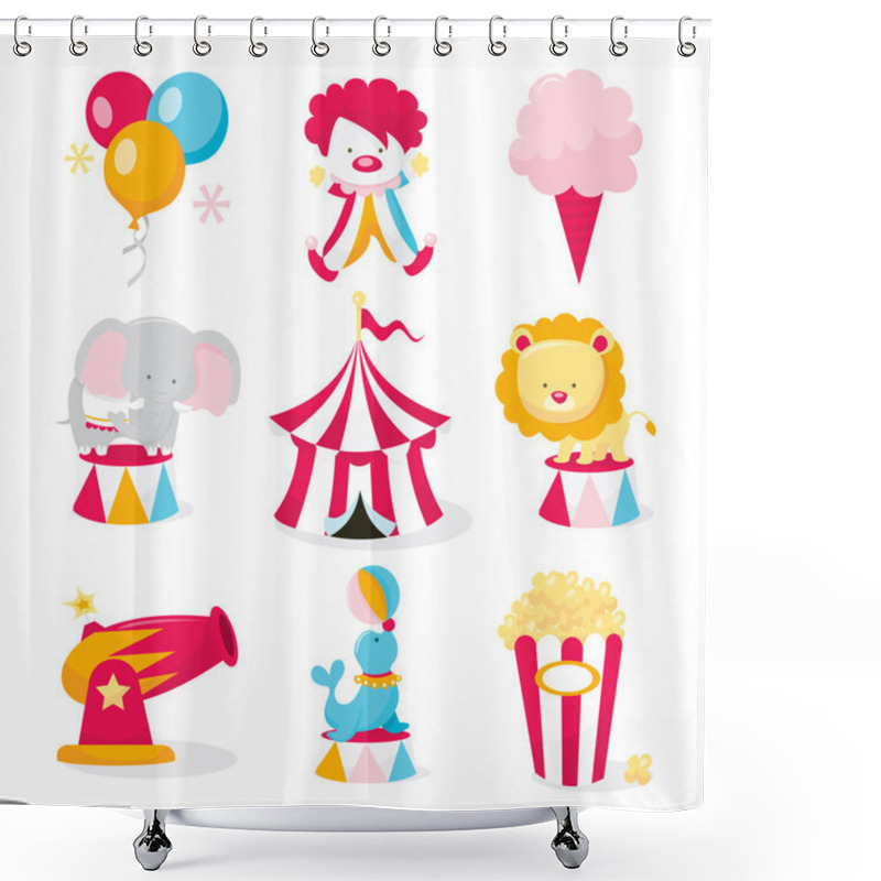 Personality  Cute Circus Icons Shower Curtains