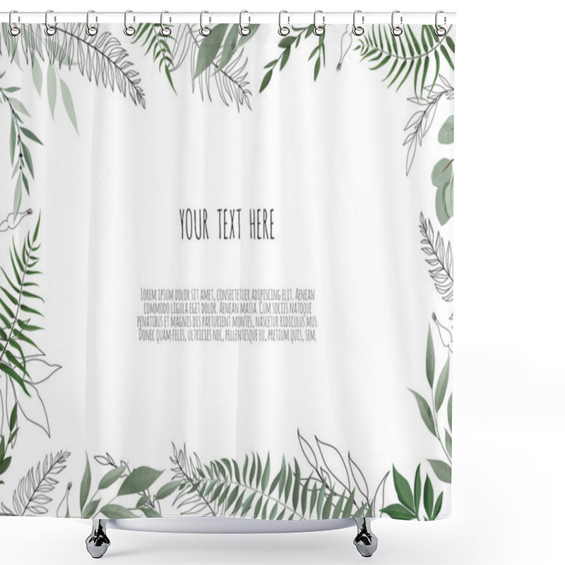 Personality  Vector Floral Botanical Card Design With Leaves Shower Curtains