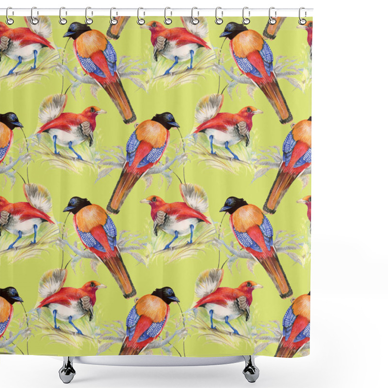 Personality  Birds And Flowers Seamless Pattern Shower Curtains