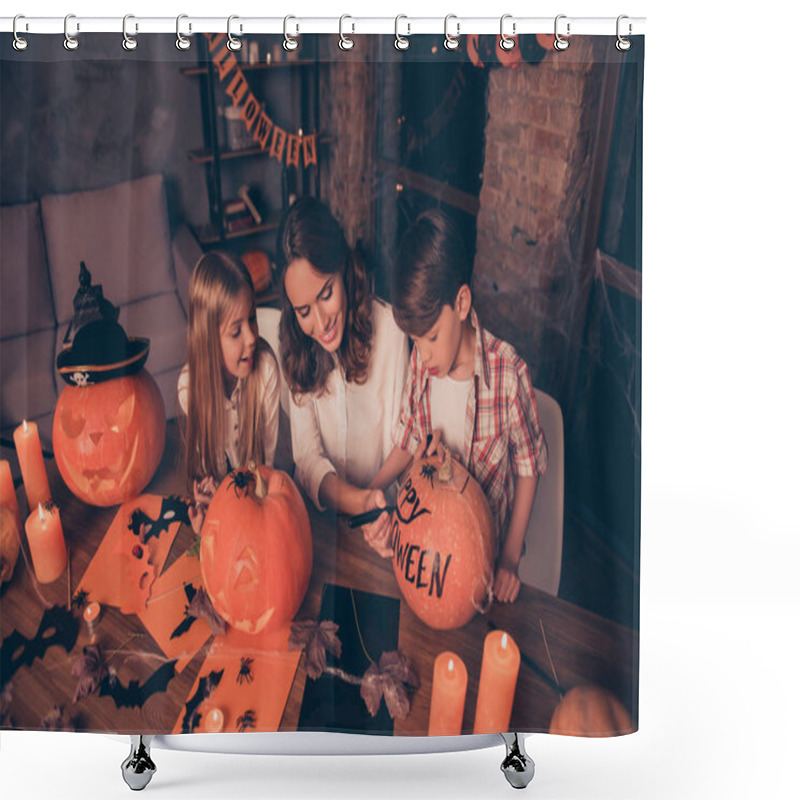 Personality  Traditional Scary Eve Of Autumn October Feast, Three Adorable Re Shower Curtains