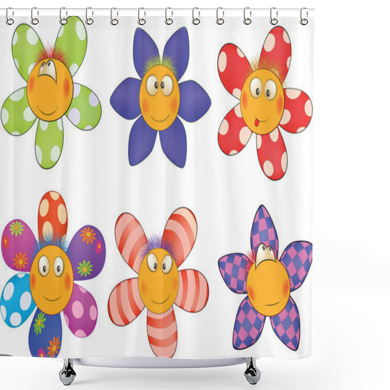 Personality  Cheerful Small Flowers. Cartoon Shower Curtains