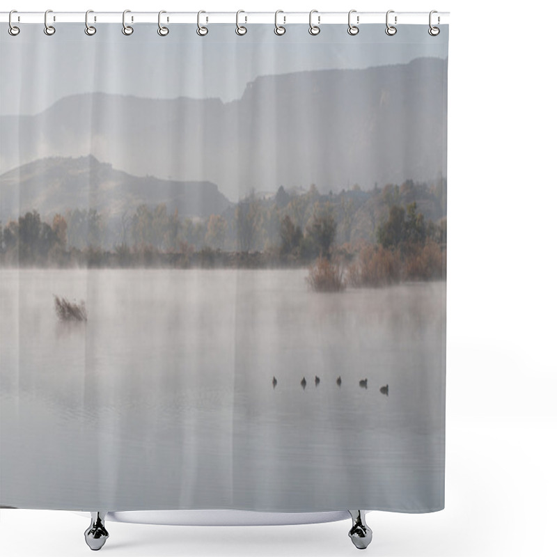 Personality  Foggy Morning At Red Rocks Lake Shower Curtains