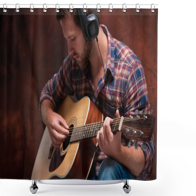 Personality  Musician Playing Acoustic Guitar Shower Curtains