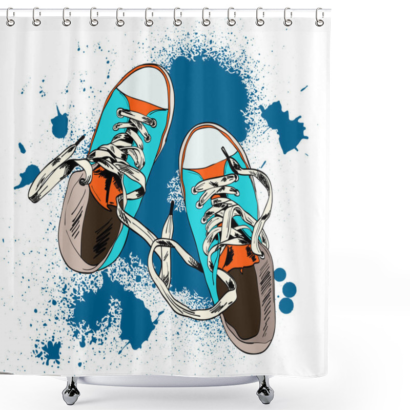 Personality  Gumshoes Sketch Grunge Shower Curtains