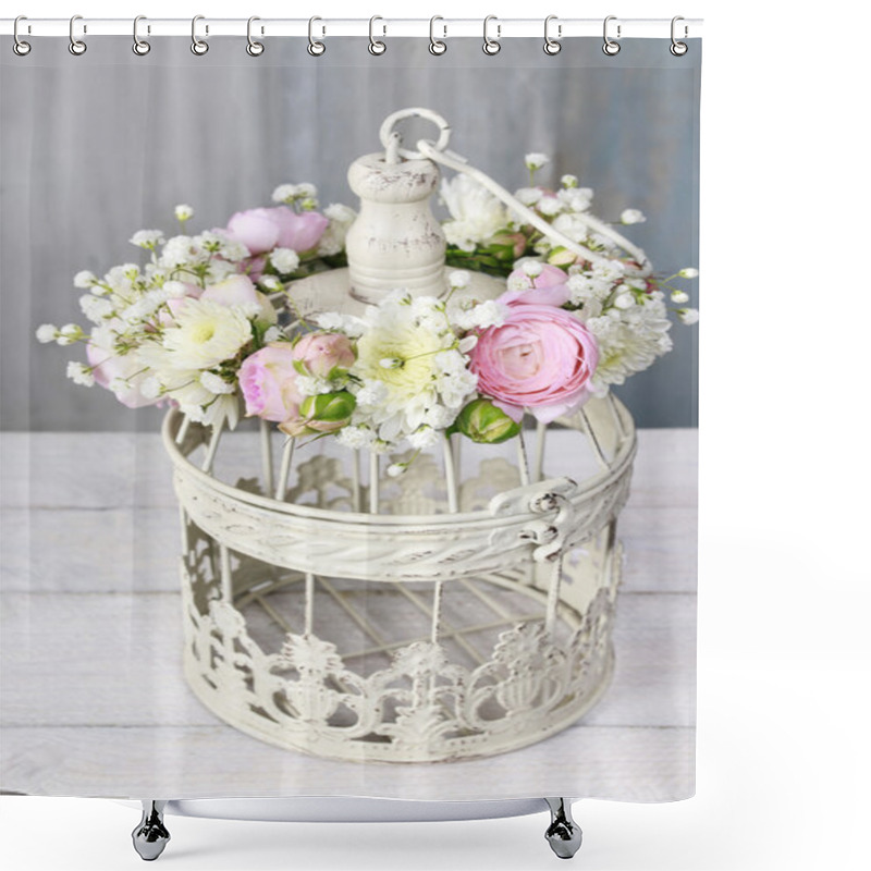 Personality  Floral Arrangement With Pink Peonies, Tiny Roses, Chrysanthemums Shower Curtains