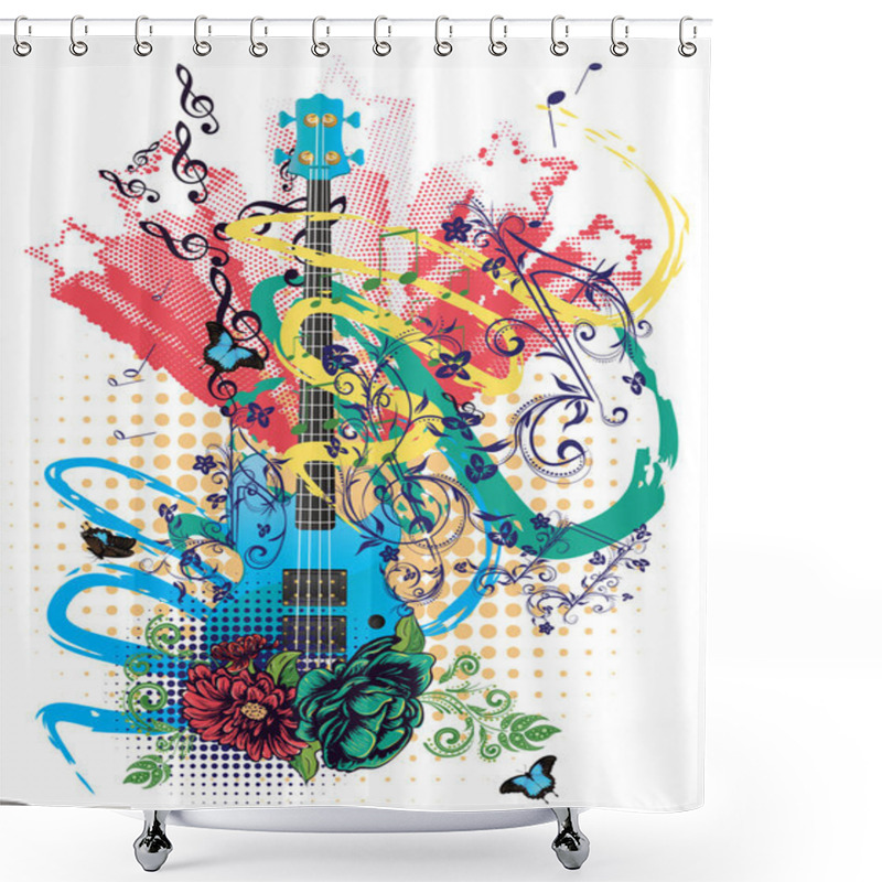 Personality  Grunge Guitar Illustration Shower Curtains