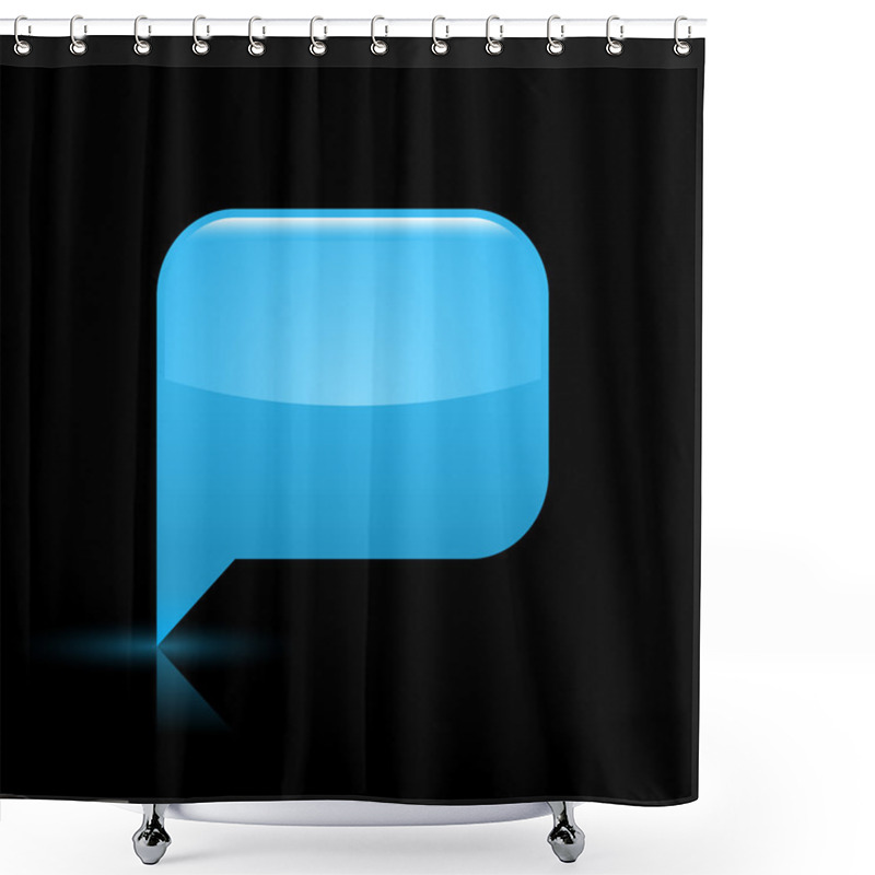 Personality  Blue Glossy Blank Speech Bubble Icon Web Button Shower Curtains